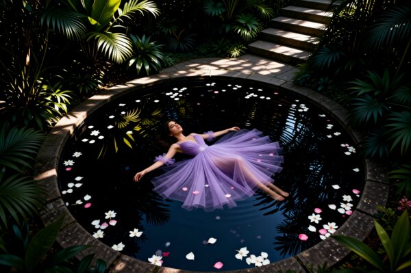 Overhead cinematic pond shot